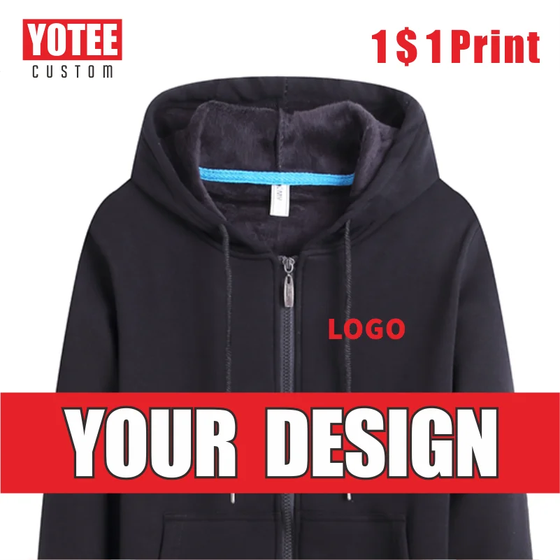 YOTEE 2020 autumn and winter thick trend LOGO custom sports zipper hoodie YOTEE 2020 autumn and winter thick trend LOGO custom sports zipper hoodie