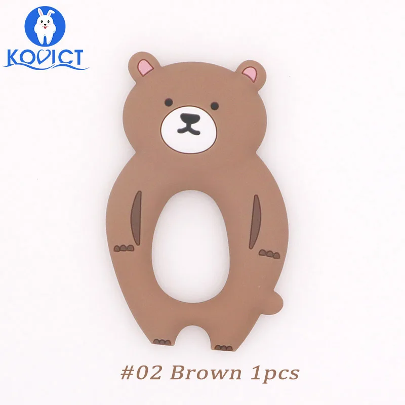 NO.02 Brown 1pcs Kovict bear/детский силиконовый Прорезыватель для зубов, грызунов, BPA, без еды, силиконовый Прорезыватель для зубов, пустышка для кормления, силиконовые бусины - Цвет: NO.02 Brown 1pcs