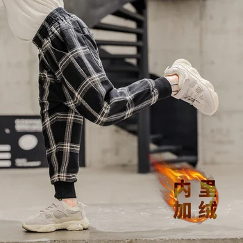 

Boys winter pants 4-13 years old Cotton big square trousers children's clothing Velvet warm kids pants boys pants