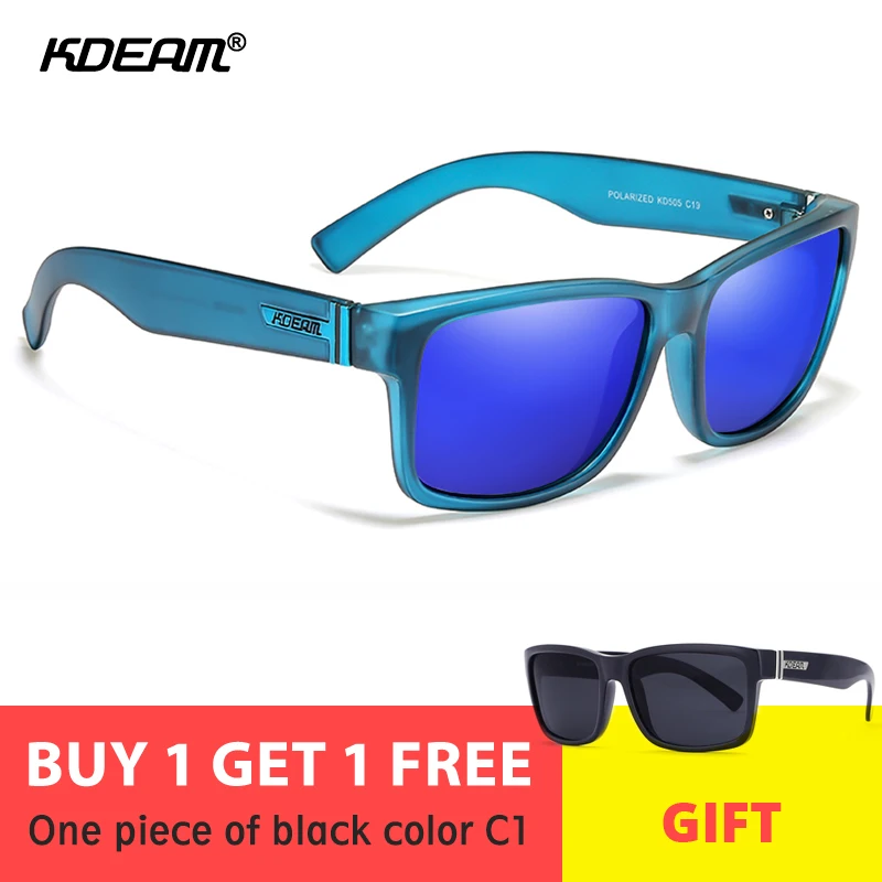 

KDEAM Fresh Colors Square Polarized Sunglasses Men and Women Exclusive Design Driving Goggles Black Shades as Gift CE