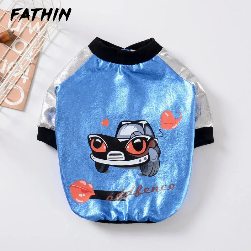 FATHIN супер теплая одежда для собак плюс бархатное плотное Двухслойное бейсбольное пальто для собак Одежда для маленьких средних больших собак - Цвет: Синий