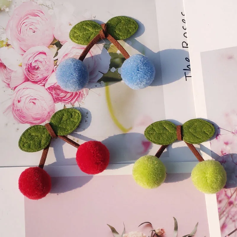 10Pcs/Bag 2Cm Cherry Cashmere Hair Ball Lace Pendant Hair Accessories DIY Wedding Party Sewing Handmade Hat Ball Decoration pom poms craft supplies