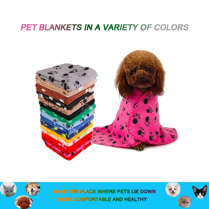 

Cute Pet Paw Prints Soft Cat And Dog Mats Four Seasons Available Double-Sided Fleece Comfortable Breathable And Warm Pet Mats gg