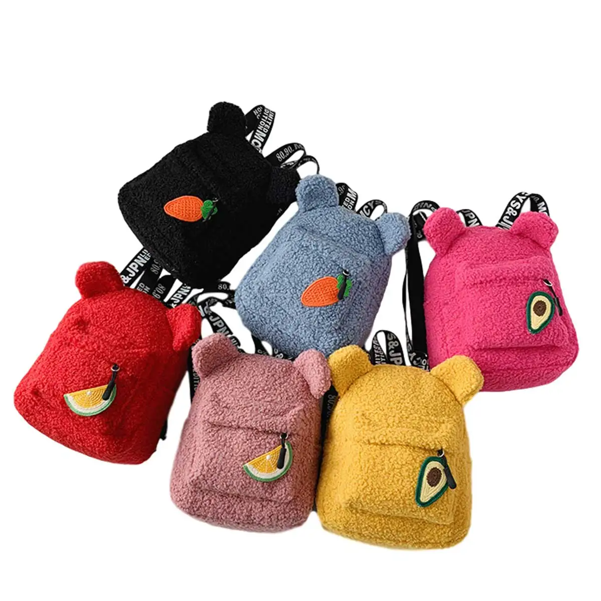 

AA Toddler Boys Girls Plush Backpack, Cute School Bag Lightweight Daypack with Animal Ears & Fruit Pattern