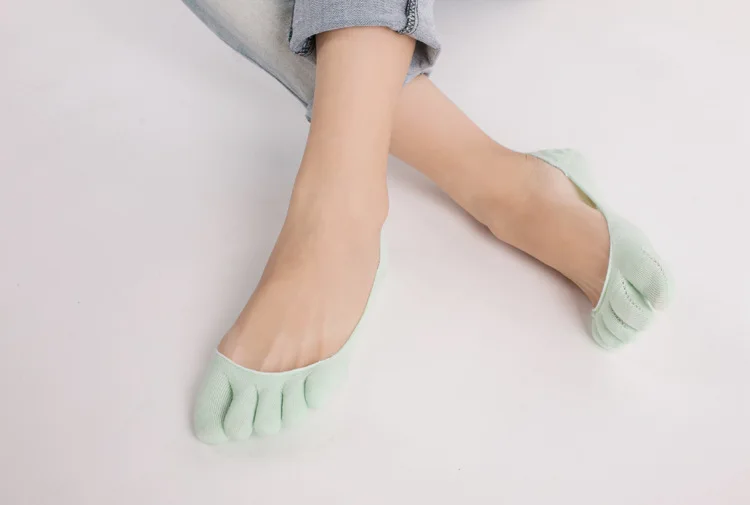 Spring And Summer New Products Toe Socks Cotton Solid Color Low-Cut Invisible Ankle Sock Silica Gel Anti-slip WOMEN'S Socks Whol