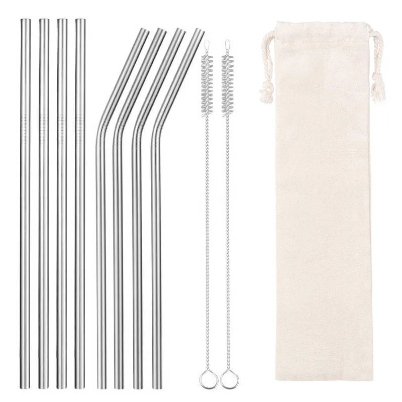 Sliver1 8pcs 2/4/8 шт. красочные Многоразовые соломинкой Высокое качество 304 Нержавеющая сталь металла с Чистящая Щетка для кружек 20/30 унций - Цвет: Sliver1 8pcs