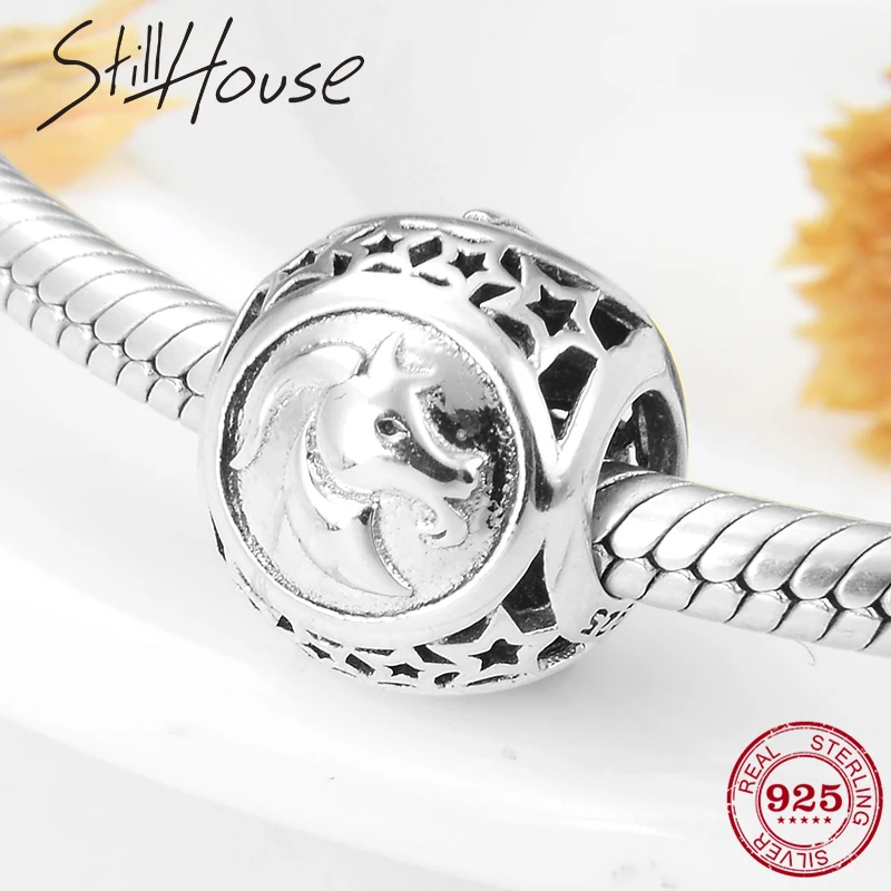 

DIY Gift 925 Sterling Silver Aries Galaxy Star Sign Zodiac Beads Charms Jewelry Making Fit Original Pandora Charm Bracelets