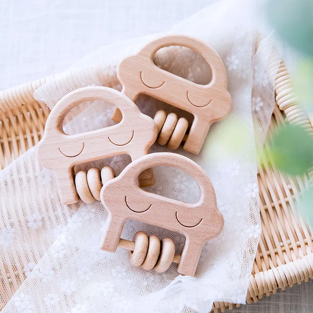 1pc Baby Toys Wooden Rattle Animal Birds Moon Ring Bpa Free Montessori Educational Toy Toddler Rattle Newnorn Gifts For Kids Toy 5