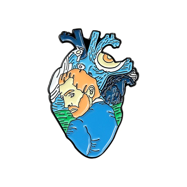 Anatomical Human Heart Enamel Pins Oil Painting Ocean World Butterfly Rose Love Rainbow Heart Brooches Lapel Pin Badge Jewelry Style 4