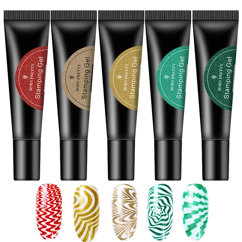5PCS Set5 BORN PRETTY набор гель для штамповки ногтей Белый Черный Гель-лак для штамповки пластин лак для дизайна ногтей маникюр DIY дизайн - Цвет: 5PCS Set5