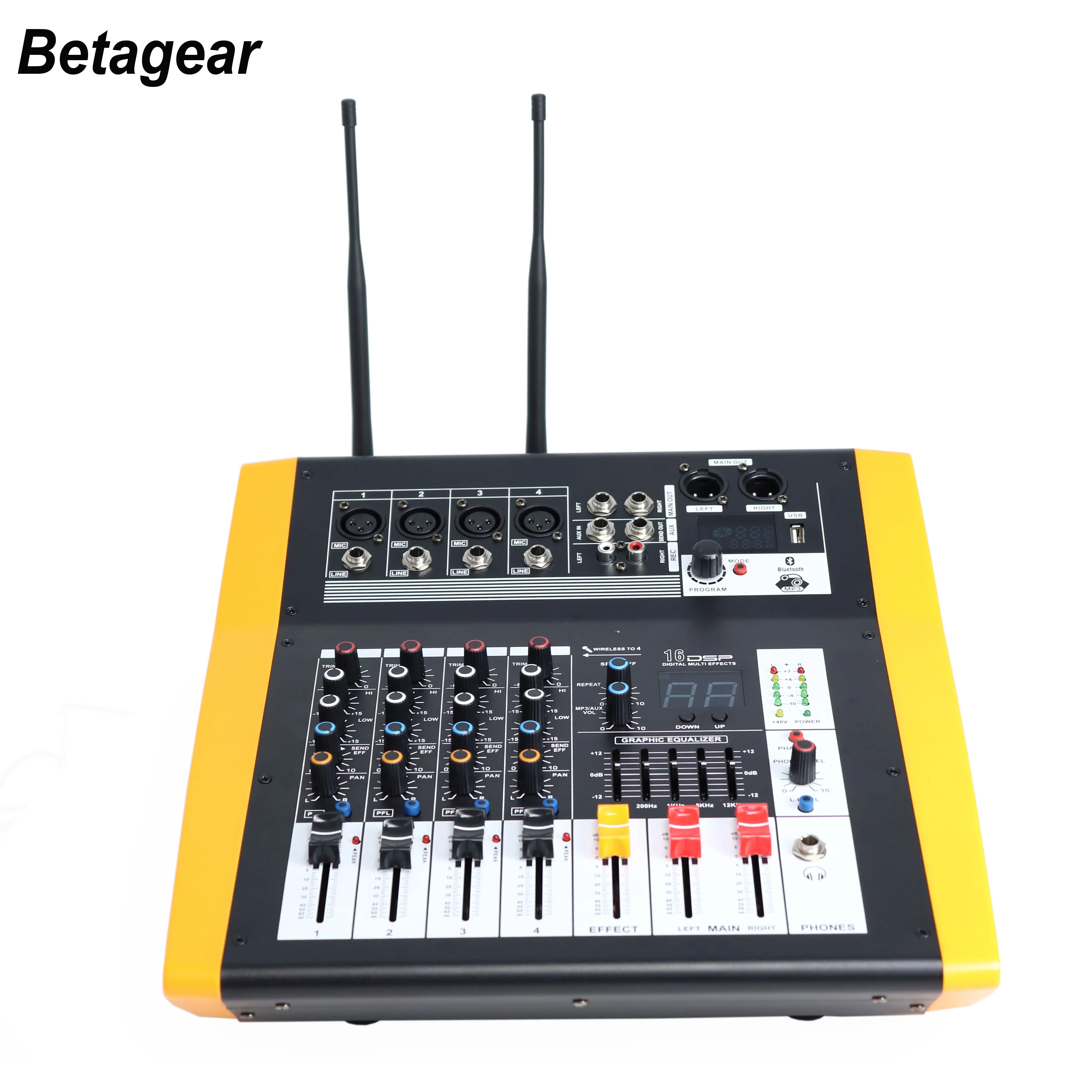 Betagear LE-40 силовой Блендер Миксер с uhf 4-канальный профессиональный миксер dsp цифровым микшером 2 беспроводной микрофон