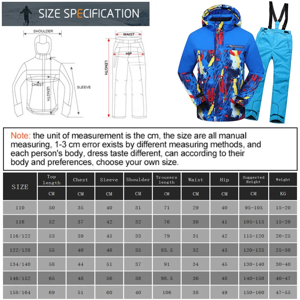 Лыжные костюмы для мальчиков детская водостойкая Лыжная куртка зимние штаны теплые детские лыжные костюмы зимний костюм с капюшоном