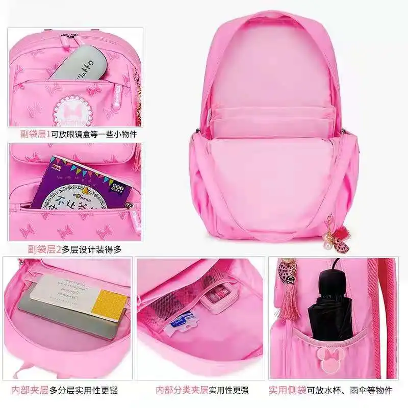 2021 Disney Minnie School Bags For Girls Primary Student Shoulder Orthopedic Leisure Backpack Large Capacity Grade 1-5 Mochilas