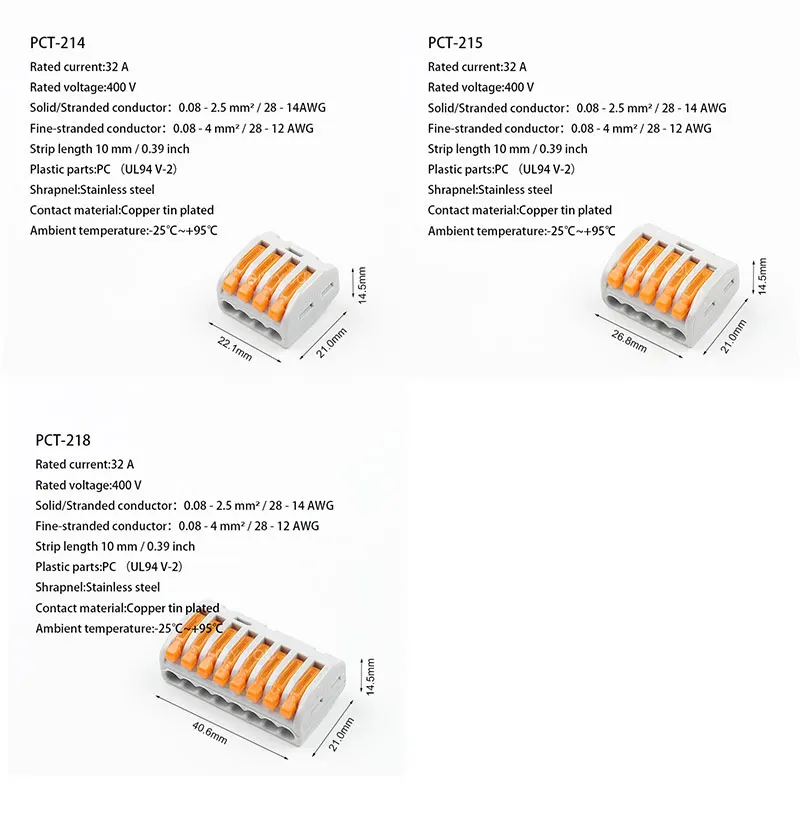 30/50/100PCS 222-413 TYPE universal Compact Wire Connector Wiring Conductor Terminal Block With fixing Accessories Connection