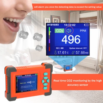 

co2 meter Portable Carbon Dioxide Detector Useful CO2 Meter Air Quality Monitor with Storage Case co2 sensor co2 detector