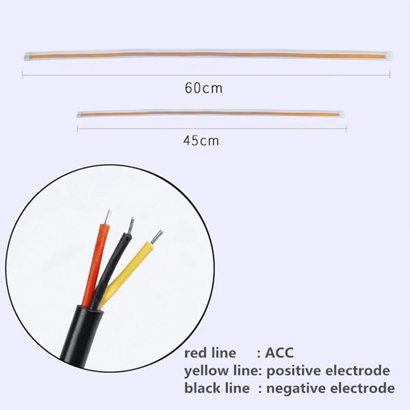 2019 new with steering two-color light guide tear lamp modified daytime driving lamp headlight silicone decorative strip 45 / 60