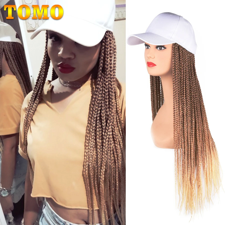 Long Braided Box Braids Hair Hat Wig 