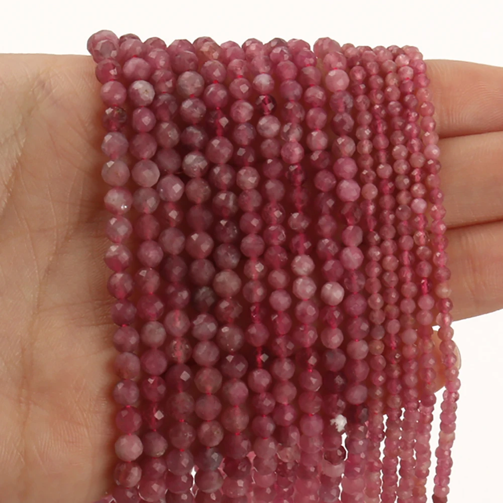 Оптовая продажа Бусины Из Натурального Розового турмалина 2 3 4 мм граненые