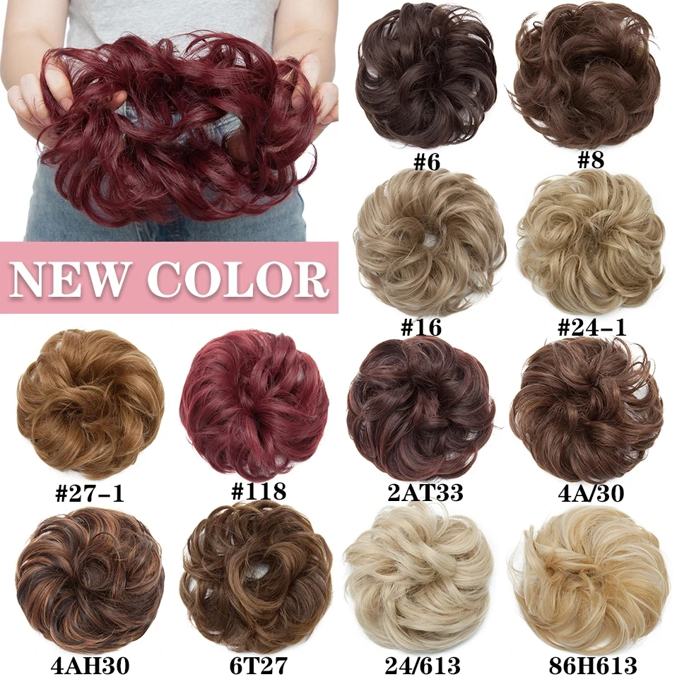 HAIRRO Synthetic Elastic Hair Scrunchie Curly Chignons Rope Natural Fake Bun Curly Clip in Ponytails Extensions hair extensions,ponytail hair extensions