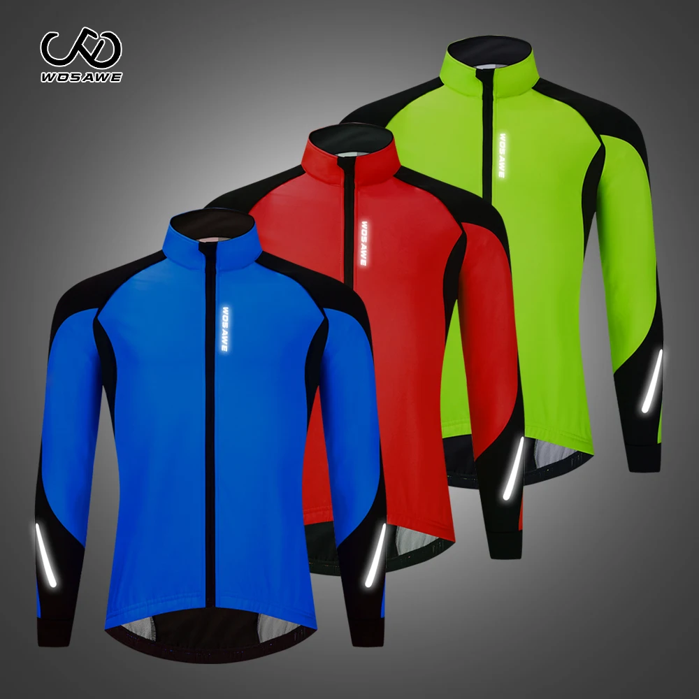 

WOSAWE Winter Cycling Jacket Warm Up Thermal Fleece Bicycle MTB Road Windproof Bike Clothing Waterproof Long Jersey