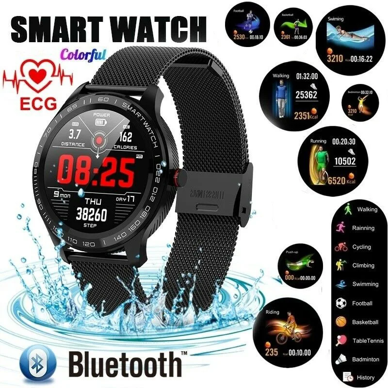 

2019 ECG PPG L9 Smart Watch IP68 Waterproof Multiple Sports Heart Rate Bluetooth Smartwatch Blood Pressure oxygen VS L5 L7