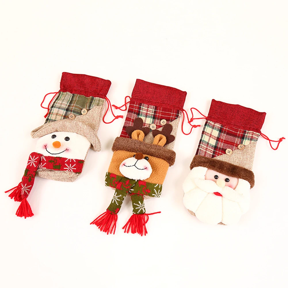 Christmas Wine Bottle Covers Christmas Santa Snowman Elk Wine Bottles Cover Bag Dining Table Decor Party Christmas Supplies