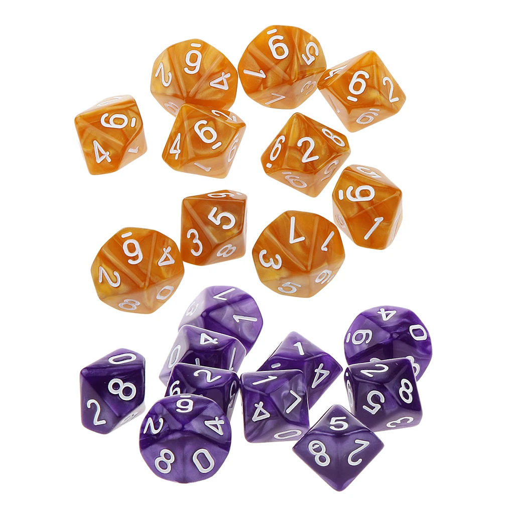 20pcs Ten Sided Number Print D10 Dice D&D Role Play Games Party Toy