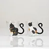 250 ml Cute  Black Cat Glass Coffee Mug Set Handgrip Animal Shaped Milk Water Juice Mugs Tea Cup Japanese Style Kawaii Gift Home ► Photo 2/6