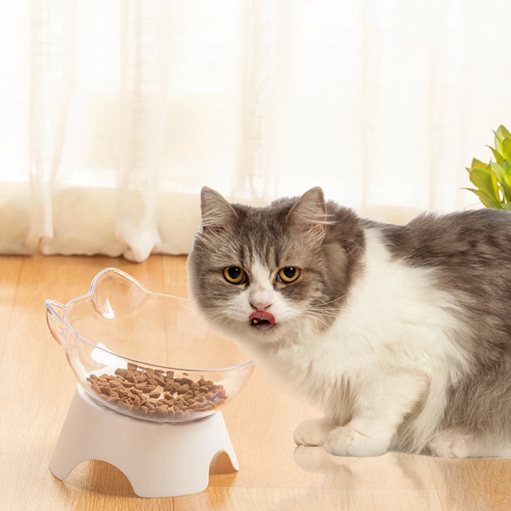 

Прозрачные принадлежности для домашних животных для кошек, нескользящая миска для кошек, миски для еды и воды для домашних животных с подставкой