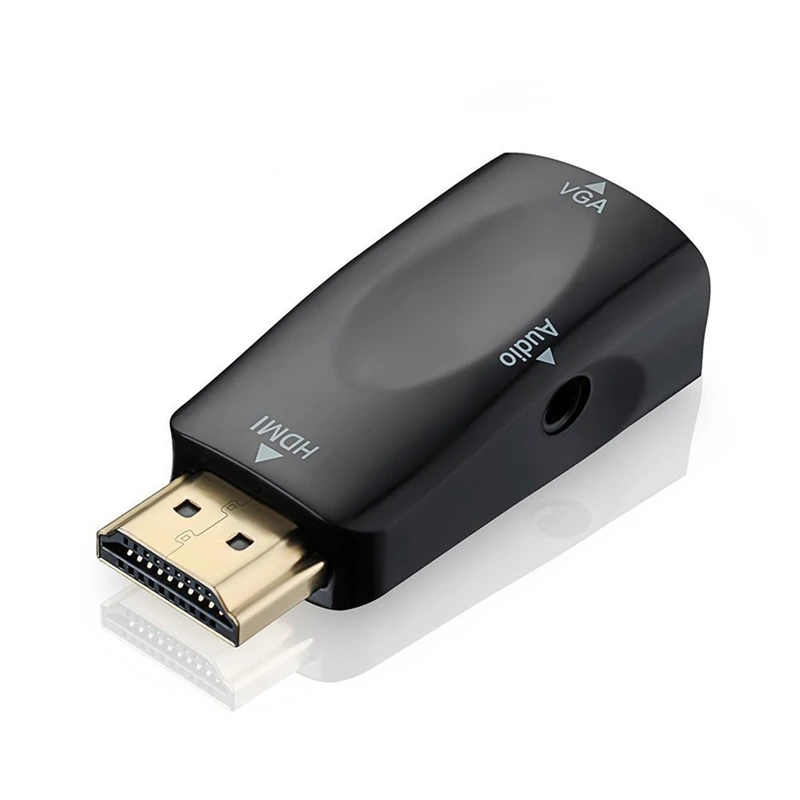 1080P HDMI Мужской к VGA Женский адаптер видео конвертер с аудио выходом N3 черный 1080P HDMI Мужской к VGA Женский адаптер видео конвертер с аудио выходом N3 черный