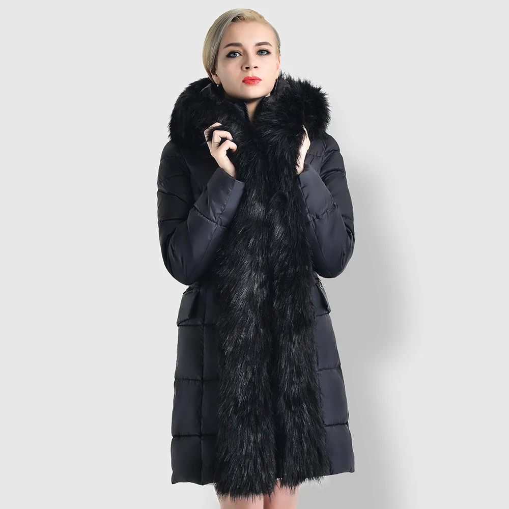 

New Winter Wear Medium and Long Down Cotton Padded Jacket for Women in Europe and the United States