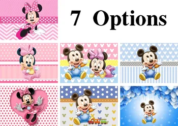 

Vinyl Newborn Photocall Minnie Mickey Mouse Dance Polka Dots Custom Photo Studio Background Baby Shower Photography Backdrops