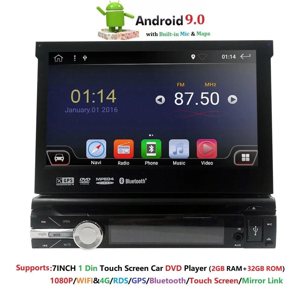 Автомагнитола 2 Гб ОЗУ Android 9 0 GPS съемный Универсальный плеер SWC DAB + TPMS RDS DVR микрофон