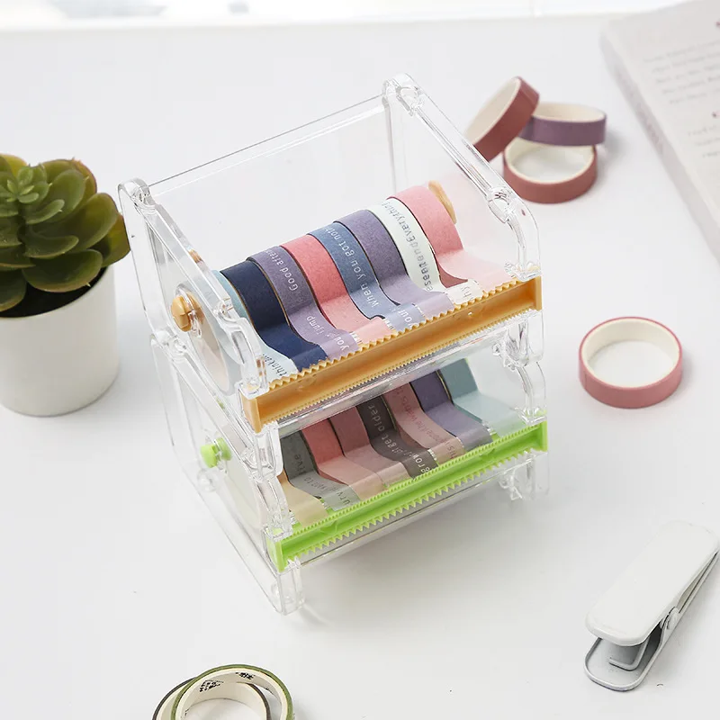 Creative Washi Tape Cutter Set Tape Tool Transparent Tape Holder Tape  Dispenser School Supplies Office Stationery