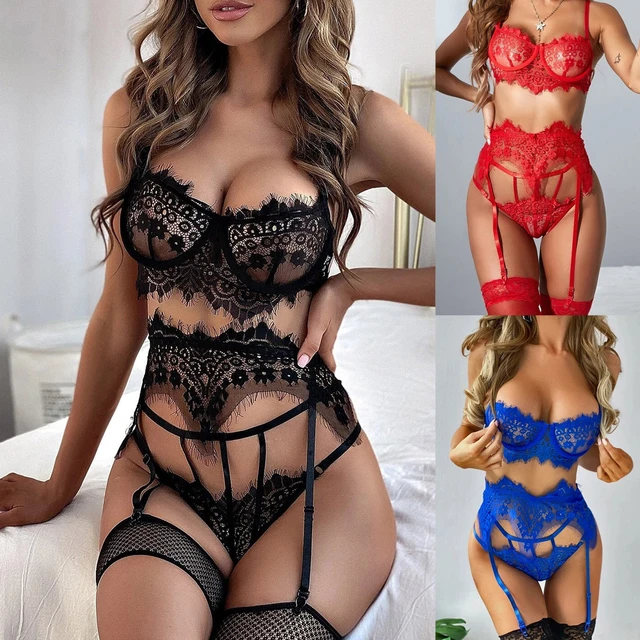 Women Sheer Lace Sexy Lingerie Bra G-string Set Underwear