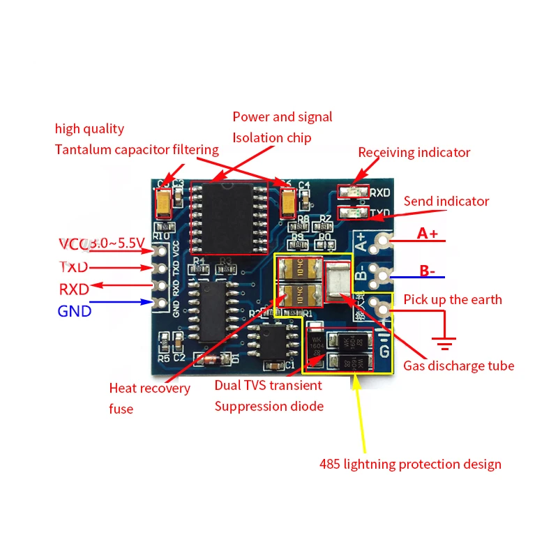 

Industrial Grade TTL to RS485 Module RS485 to TTL with Isolated Single-chip Industrial Grade Module Serial Port UART