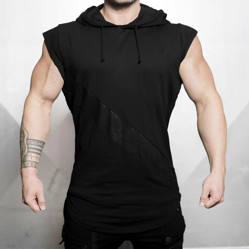 Мужская толстовка без рукавов бодибилдинг спортзал топы на бретелях Crossfits