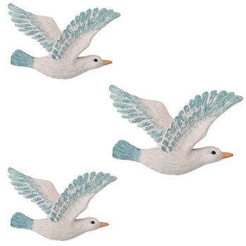 

Resin Wall Hanging Mediterranean Style Creative Seagull Nautical Beach Wall Decorations 3 Pieces