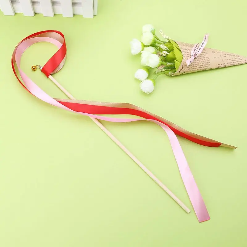 

Wedding Ribbon Wand Bell Magic Stick Fairy Party Favor Banquet Supplies Baby Shower Holiday Celebration