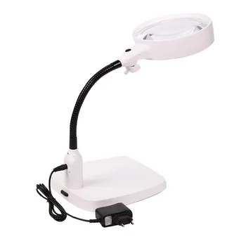 

110v-240v Table Stand 138mm Large Double Layer Acrylic Lighted Reading Repairing Magnifier Magnifying Glass with Lights 8x Loupe