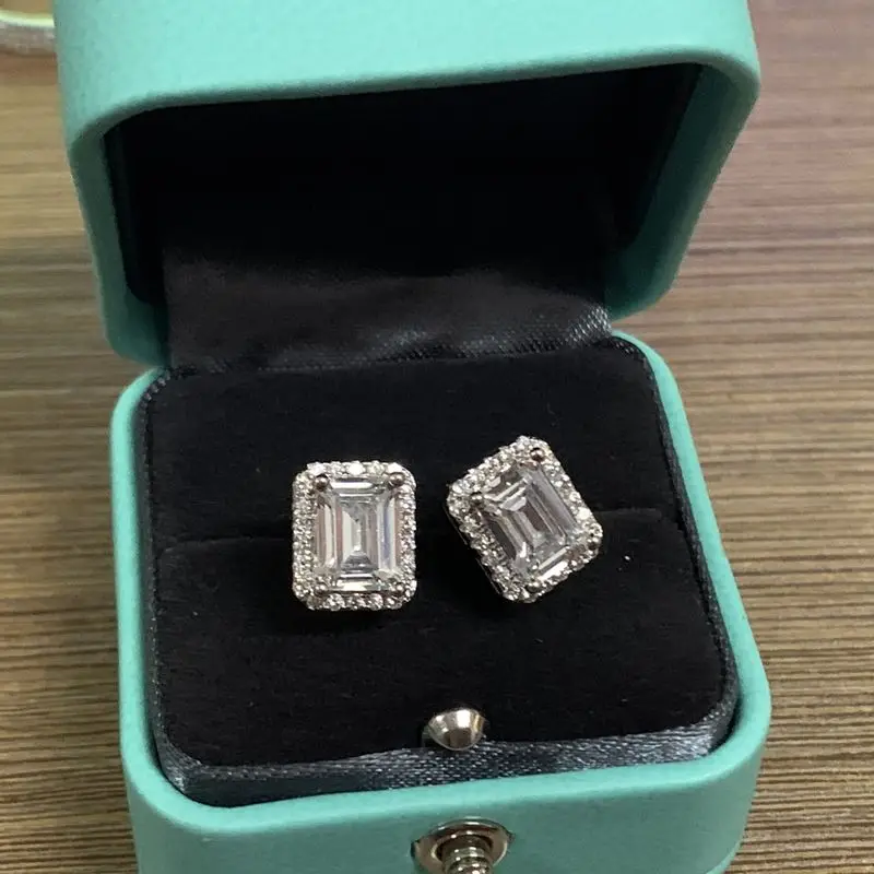 Женские серьги гвоздики из серебра 925 пробы с фианитами|Серьги-гвоздики| |