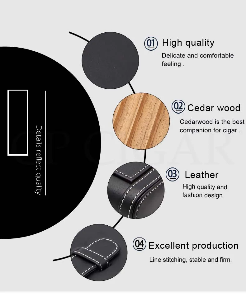 GALINER Portable Cigar Leather Case Travel Humidor Cedar Wood Cigar Box For 4 Cohiba Cigars Humidor Outdoor Cigars Accessories