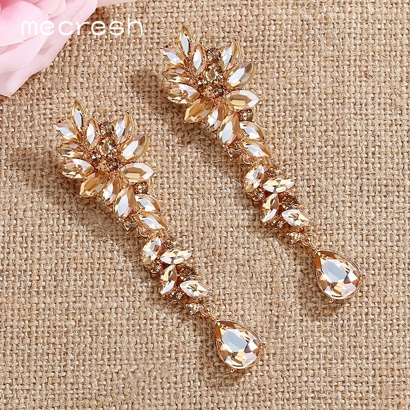 Mecresh кластер Лист Кристалл женские свадебные серьги капли серебряного цвета
