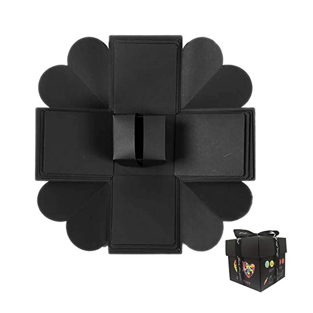 Свадебная коробка ручной работы фото коробочка с сюрпризом DIY Фото креативная Мода День рождения подарок уникальный дизайн черная бумага