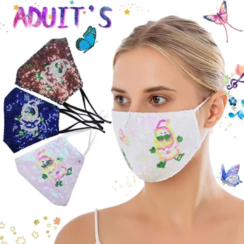 

3pc Sequins Mask Women's Reusable Washable Masquerade Face Mask Маска Breathable Protective Party Nightclub Masks Mascarillas