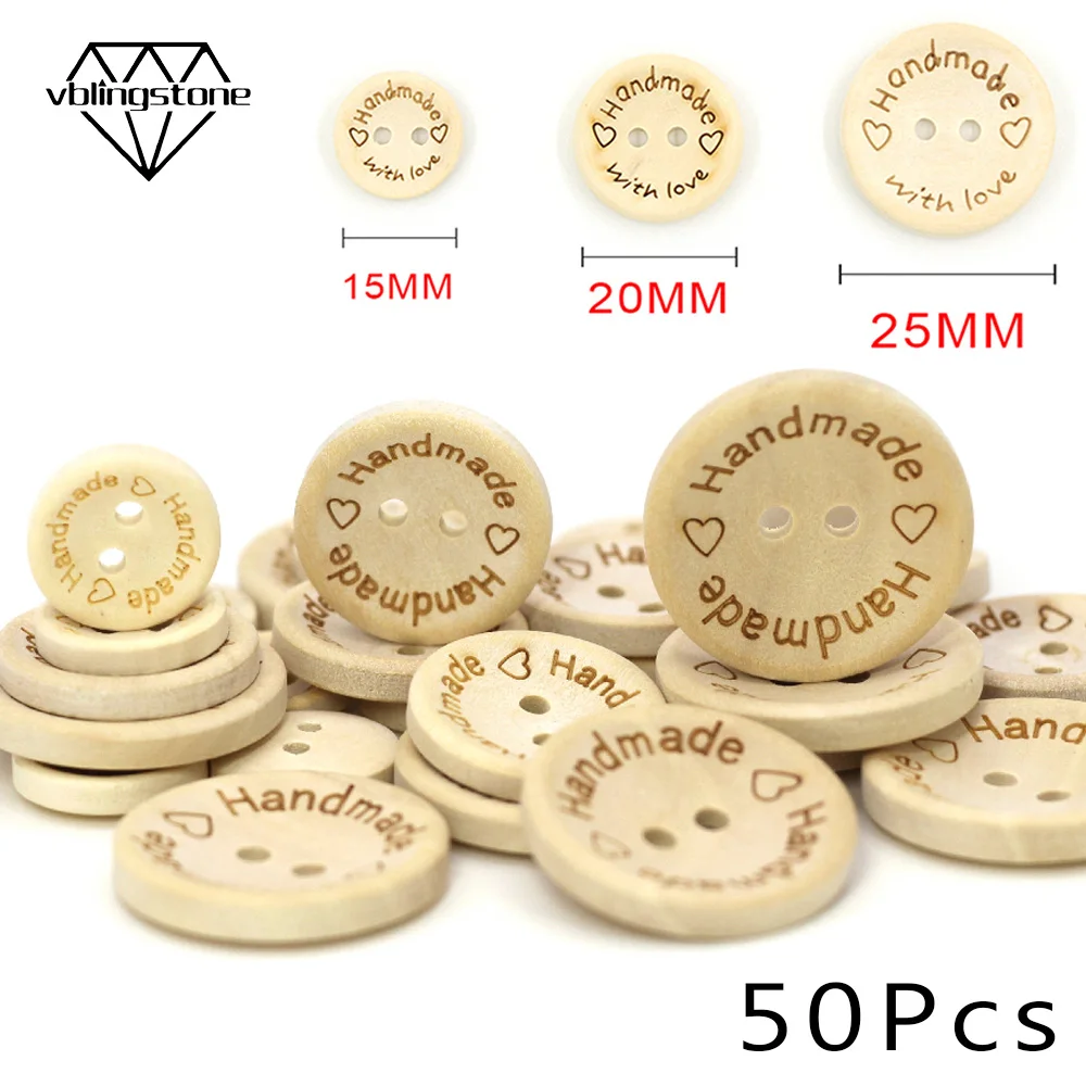 

Round Button 2 Hole Wooden Buttons Rectangle Sewing Buttons Garment Accessories Handmade Button For Scrapbooking Crafts DIY50Pcs