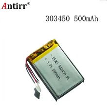 Литий-полимерная аккумуляторная батарея 3,7 в 500 мАч 303450 для Mp3 MP4 MP5 GPS PSP mobile bluetooth Литий-полимерная аккумуляторная батарея 3,7 в 500 мАч 303450 для Mp3 MP4 MP5 GPS PSP mobile bluetooth
