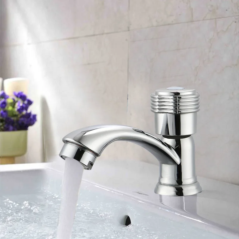 

Southeast Asia Hot Sales Zinc Alloy Ingle Handle Faucet with Cold Basin Electroplated Thick Vertical Type Hotel Basin Faucet Mid