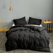 Comforter Cover Edredom No-Pillowcase Microfiber King Bonenjoy Queen-Size Black-Color