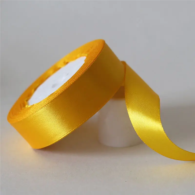 25 ярдов/6 мм-50 мм Золотой желтый Шелковый Атласный ленточный материал для поделок для выпускного вечера вечерние украшения Свадебная подарочная коробка упаковка аксессуары D7